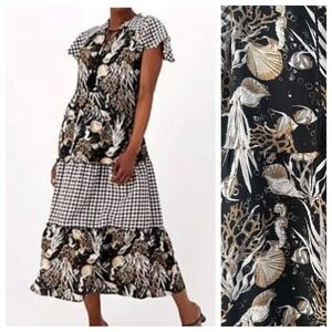 Bridgehampton Isaac Mizrahi Nautical Gingham Tiered Maxi Dress Size M Pockets